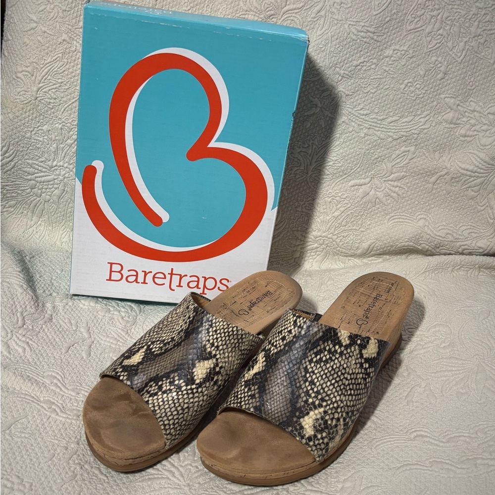 BareTraps Snake Print Wedges